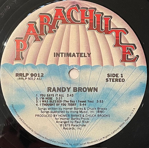 Randy Brown (2) - Intimately (Vinyl, LP, Album) Very Good (VG) / Very Good (VG)