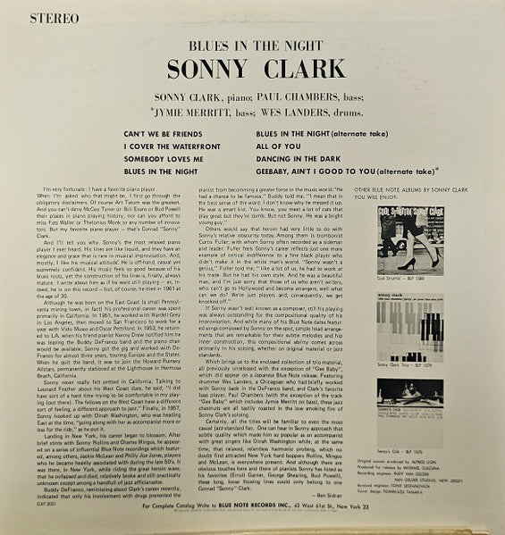 Sonny Clark - Blues In The Night (Vinyl, LP, Album, Limited Edition, Promo) Good Plus (G+) / Very Good (VG)