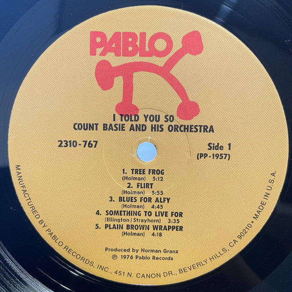 Count Basie Orchestra - I Told You So (Vinyl, LP) Very Good (VG) / Good Plus (G+)