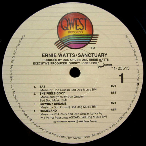Ernie Watts - Sanctuary (Vinyl, LP, Album) Very Good Plus (VG+) / Very Good (VG)