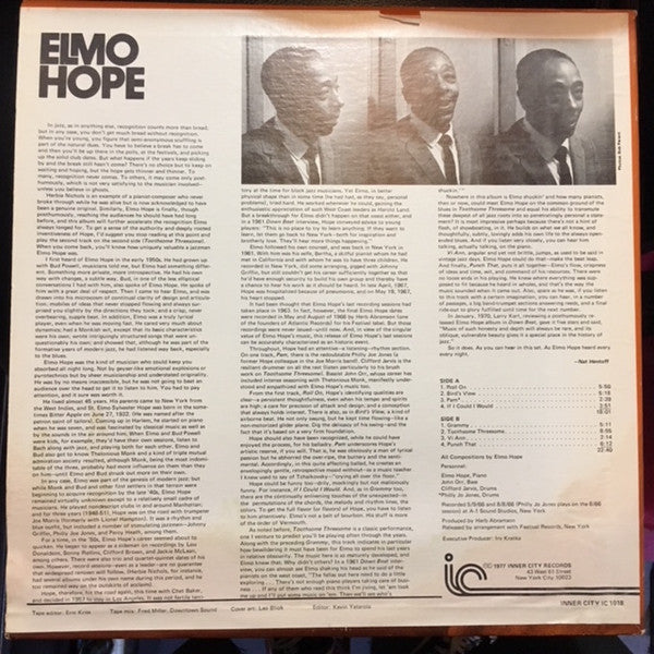 Elmo Hope - Last Sessions (Vinyl, LP, Album) Very Good Plus (VG+) / Very Good (VG)