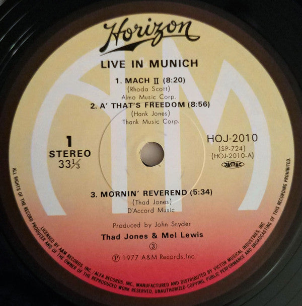 Thad Jones & Mel Lewis - Live In Munich (Vinyl, LP, Album, Reissue) Very Good (VG) / Very Good Plus (VG+)