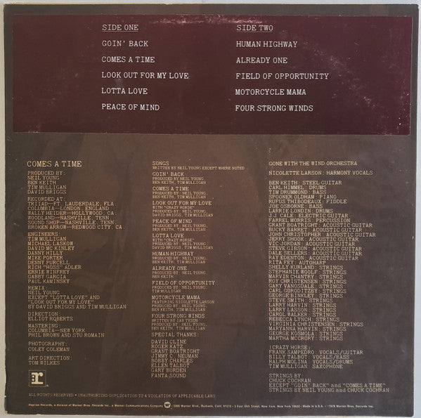 Neil Young - Comes A Time (Vinyl, LP, Album, Stereo) Very Good Plus (VG+) / Very Good (VG)