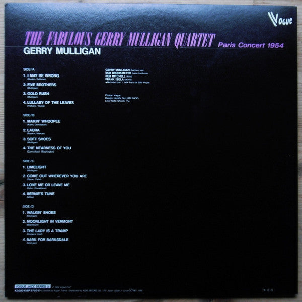 Gerry Mulligan Quartet - The Fabulous Gerry Mulligan Quartet (2xVinyl, LP, Compilation, Reissue, Mono) Very Good Plus (VG+) / Very Good (VG)
