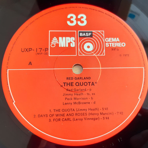 Red Garland - The Quota (Vinyl, LP, Album, Reissue) Very Good Plus (VG+) / Very Good Plus (VG+)