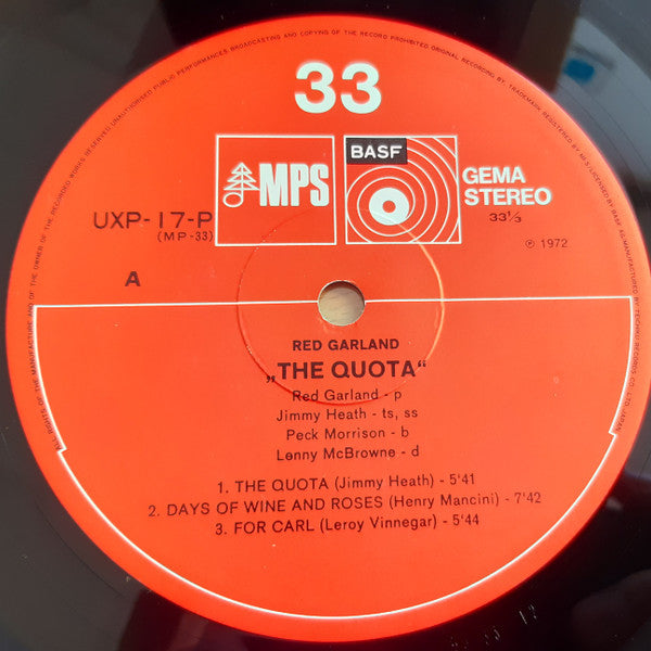 Red Garland - The Quota (Vinyl, LP, Album, Reissue)