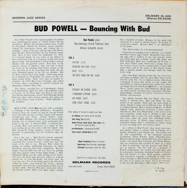 The Bud Powell Trio - Bouncing With Bud (Vinyl, LP, Album, Reissue, Stereo) Very Good Plus (VG+) / Good (G)
