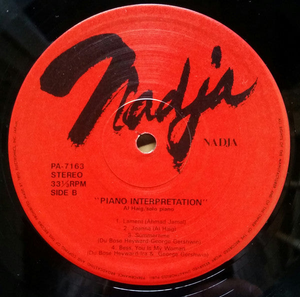 Al Haig - Piano Interpretation - Al Haig Solo (Vinyl, LP, Album)
