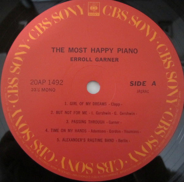 Erroll Garner - The Most Happy Piano (Vinyl, LP, Album, Reissue) Very Good Plus (VG+) / Very Good (VG)