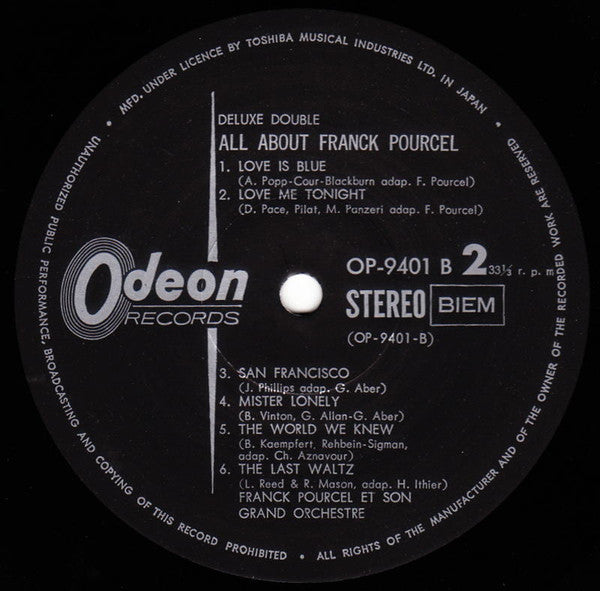 Franck Pourcel - All About Franck Pourcel (2xVinyl, LP, Compilation, Stereo) Very Good Plus (VG+) / Very Good (VG)
