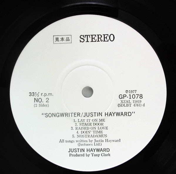 Justin Hayward - Songwriter (Vinyl, LP, Album, Promo) Near Mint (NM or M-) / Very Good Plus (VG+)
