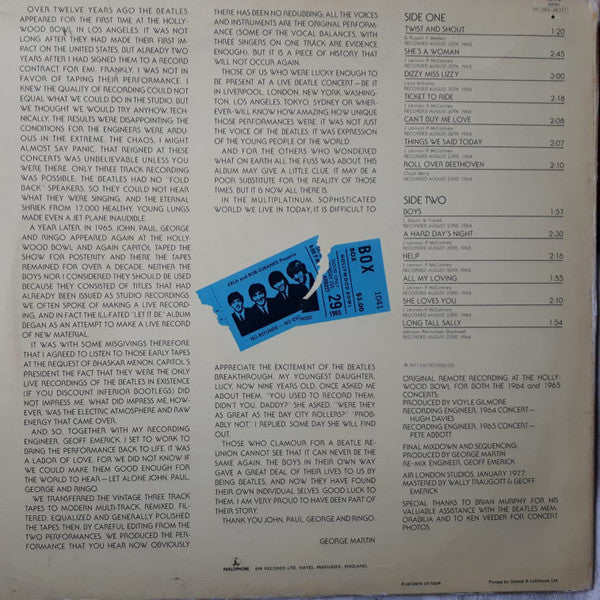 The Beatles - The Beatles At The Hollywood Bowl (Vinyl, LP, Album) Very Good Plus (VG+) / Very Good Plus (VG+)