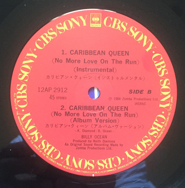 Billy Ocean - Caribbean Queen (No More Love On The Run) (Vinyl, 12", 45 RPM, Reissue) Very Good Plus (VG+) / Very Good Plus (VG+)