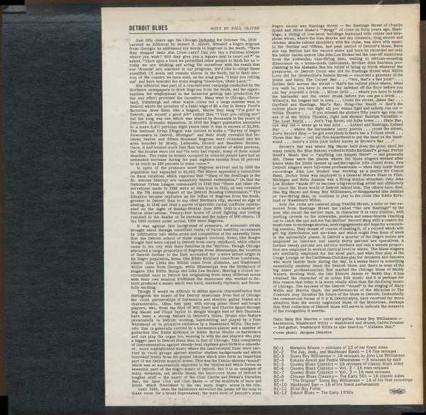 Various - Detroit Blues - The Early 1950s (Vinyl, LP, Compilation) Very Good Plus (VG+) / Good Plus (G+)