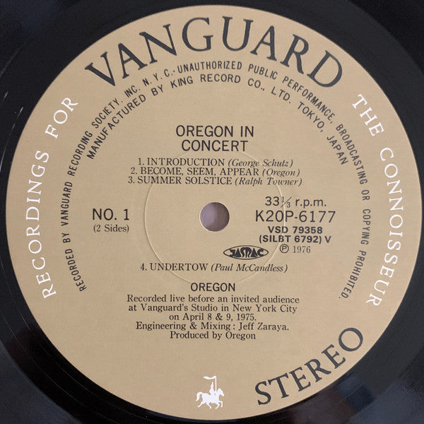 Oregon - In Concert (Vinyl, LP, Album, Reissue) Very Good (VG) / Very Good Plus (VG+)