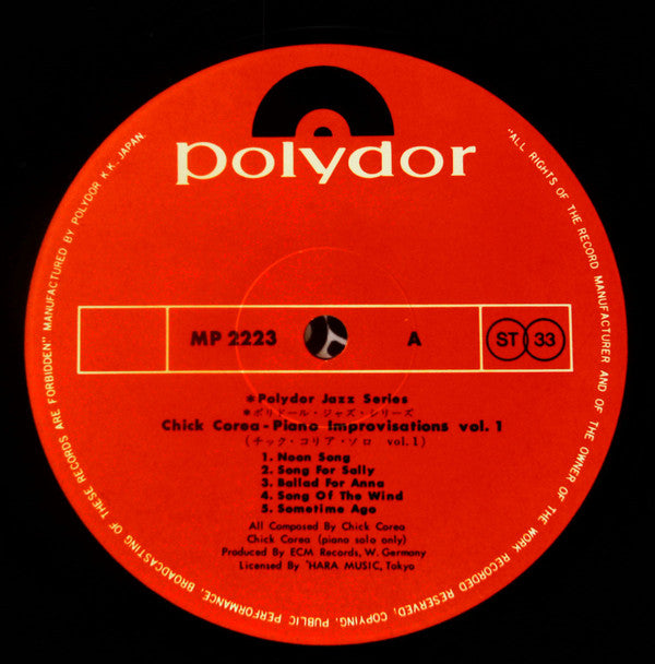 Chick Corea - Piano Improvisations Vol. 1 (Vinyl, LP, Album, Reissue)