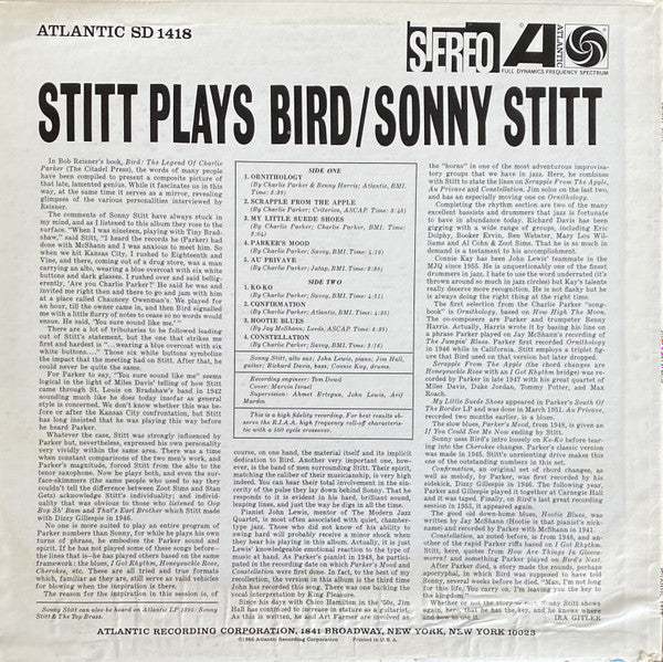 Sonny Stitt - Stitt Plays Bird (Vinyl, LP, Album, Reissue, Stereo) Very Good (VG) / Very Good (VG)