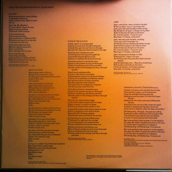 Joan Baez - Diamonds & Rust (Vinyl, LP, Album) Good Plus (G+) / Good (G)