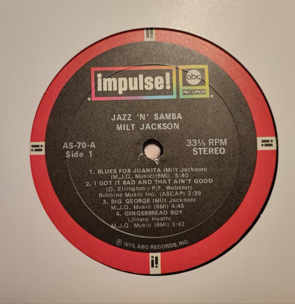 Milt Jackson - Jazz 'N' Samba (Vinyl, LP, Album, Stereo)
