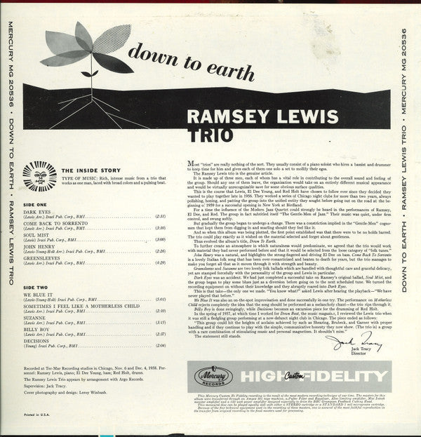 The Ramsey Lewis Trio - Down To Earth (Vinyl, LP, Album, Reissue, M...
