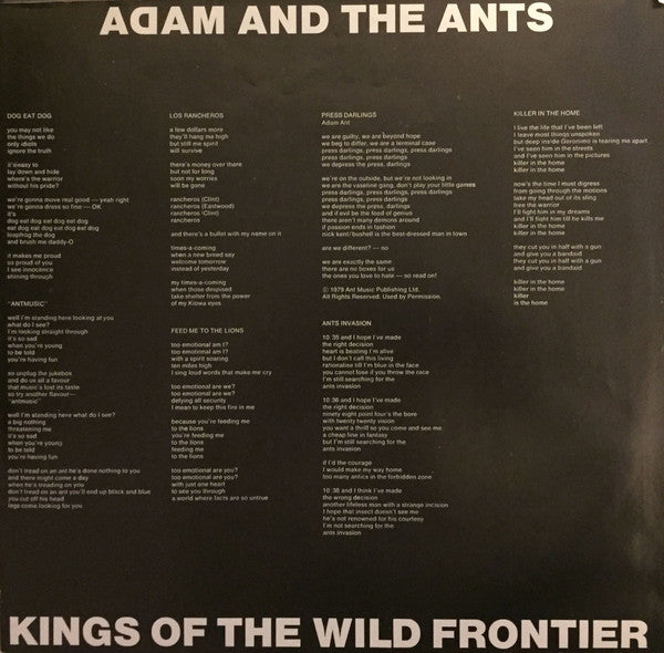 Adam And The Ants - Kings Of The Wild Frontier (Vinyl, LP, Album) Very Good (VG) / Very Good (VG)