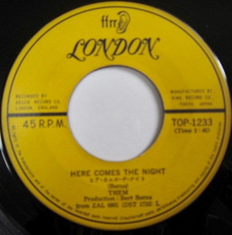 Them (3) - Gloria / Here Comes The Night (Vinyl, 7", 45 RPM) Very Good (VG) / Very Good (VG)