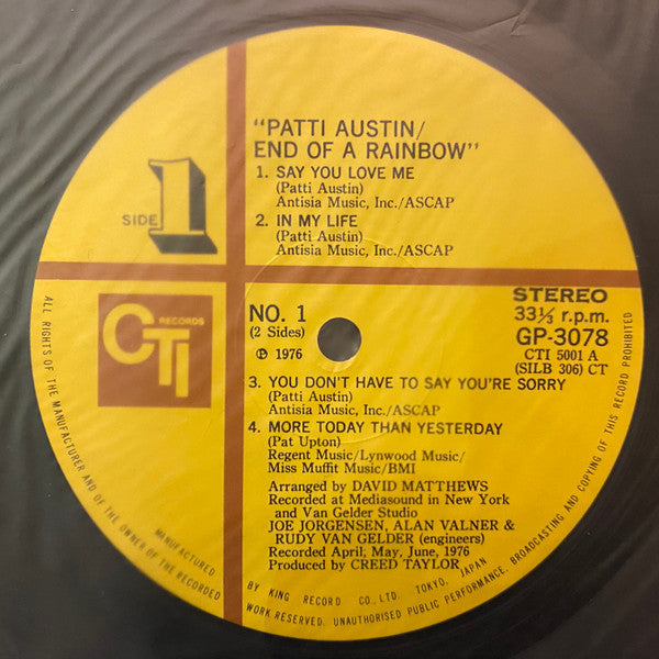 Patti Austin - End Of A Rainbow (Vinyl, LP, Album, Stereo) Very Good (VG) / Good Plus (G+)