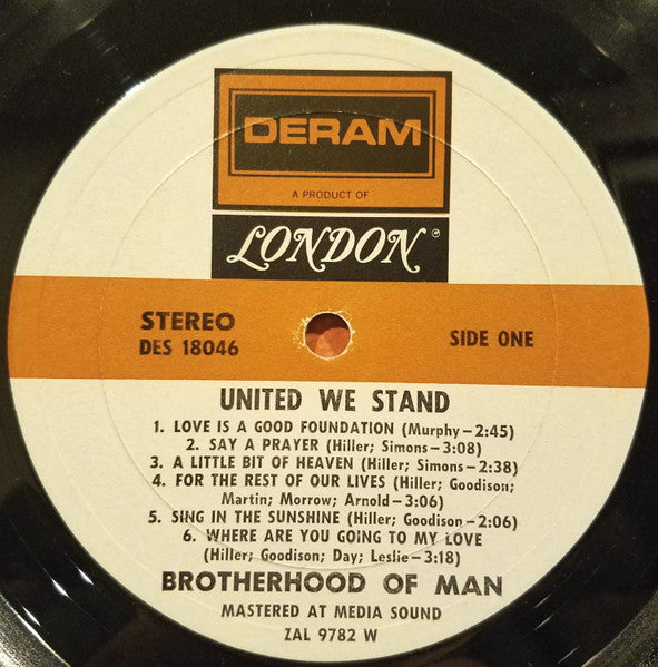 Brotherhood Of Man - United We Stand (Vinyl, LP, Album, Stereo) Good Plus (G+) / Good Plus (G+)
