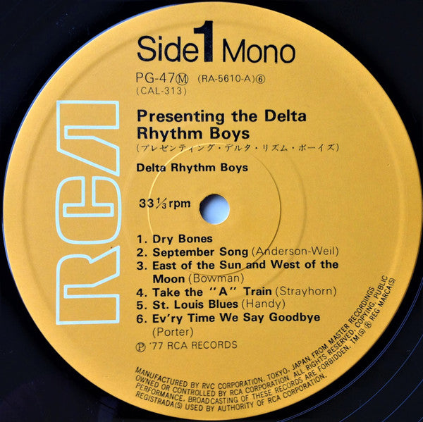 The Delta Rhythm Boys - Presenting The Delta Rhythm Boys = プレゼンティング・デルタ・リズム・ボーイズ (Vinyl, LP, Album, Limited Edition, Reissue, Mono) Very Good (VG) / Good Plus (G+)