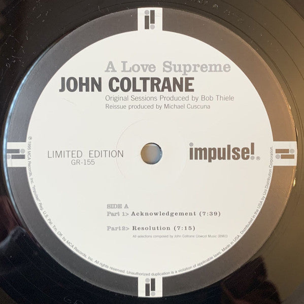 John Coltrane - A Love Supreme (Vinyl, LP, Album, Limited Edition, Reissue, Remastered, Stereo) Very Good Plus (VG+) / Very Good Plus (VG+)
