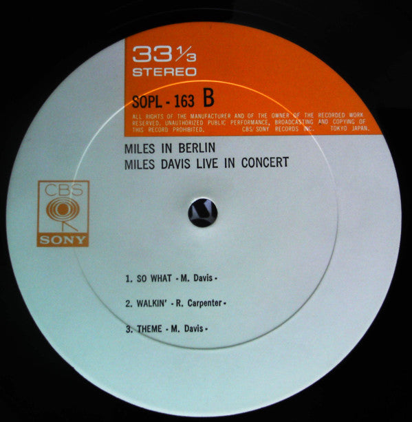 Miles Davis - Miles In Berlin (Vinyl, LP, Album, Reissue, Stereo)