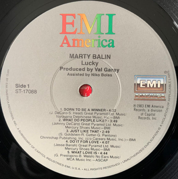 Marty Balin - Lucky (Vinyl, LP, Album) Good Plus (G+) / Good Plus (G+)