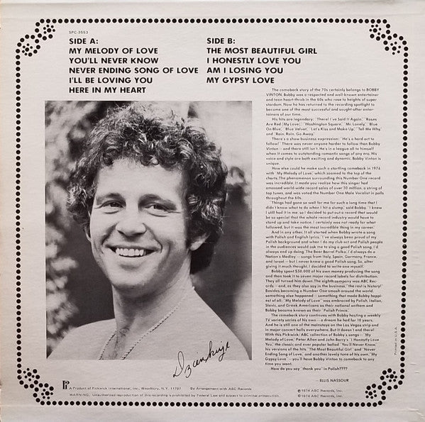 Bobby Vinton - Melodies Of Love (Vinyl, LP, Album, Repress, Stereo) Near Mint (NM or M-) / Near Mint (NM or M-)