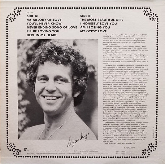 Bobby Vinton - Melodies Of Love (Vinyl, LP, Album, Repress, Stereo) Near Mint (NM or M-) / Near Mint (NM or M-)