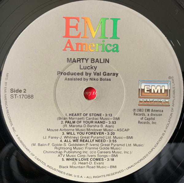 Marty Balin - Lucky (Vinyl, LP, Album) Very Good Plus (VG+) / Very Good Plus (VG+)