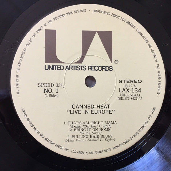 Canned Heat - '70 Concert: Recorded Live In Europe (Vinyl, LP) Near Mint (NM or M-) / Very Good Plus (VG+)