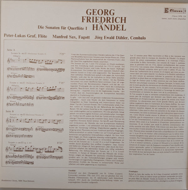 Georg Friedrich Händel - Die Sonaten Für Querflöte I • Die Sonaten Für Querflöte II (2xVinyl, LP, Album, Compilation) Very Good Plus (VG+) / Very Good (VG)