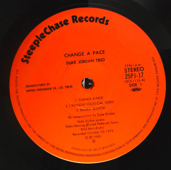 Duke Jordan Trio - Change A Pace (Vinyl, LP, Album, Stereo) Very Good Plus (VG+) / Very Good Plus (VG+)