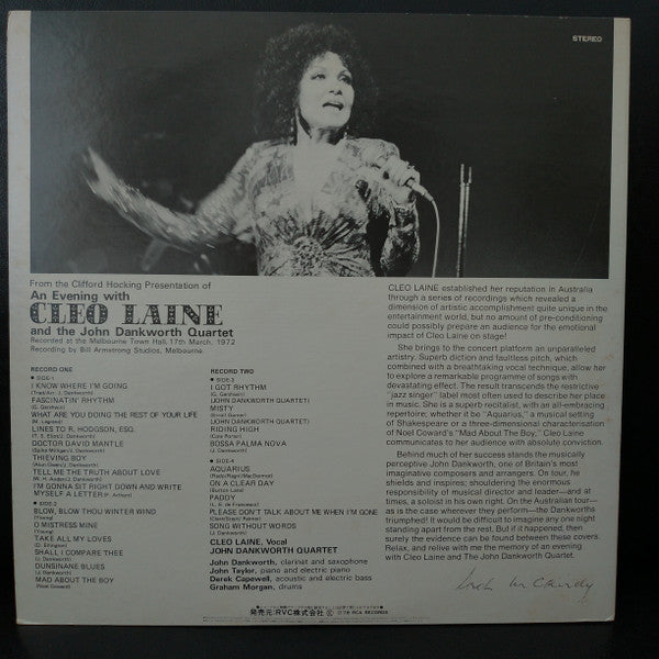 Cleo Laine - An Evening With Cleo Laine And The John Dankworth Quartet (2xVinyl, LP, Album, Stereo) Very Good Plus (VG+) / Very Good Plus (VG+)