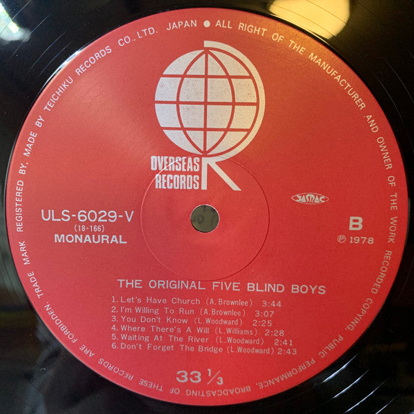 Five Blind Boys Of Mississippi - The Original Five Blind Boys (Vinyl, LP, Album, Reissue, Mono) Very Good Plus (VG+) / Very Good (VG)
