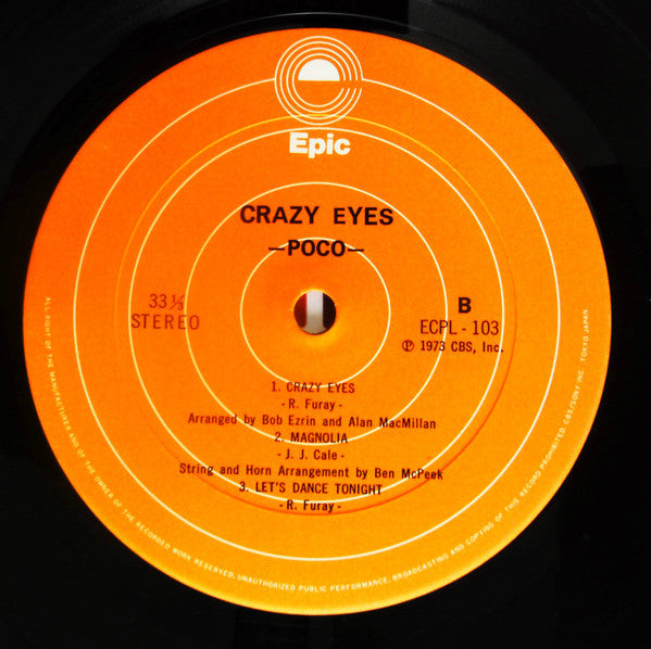Poco (3) - Crazy Eyes (Vinyl, LP) Very Good Plus (VG+) / Very Good (VG)