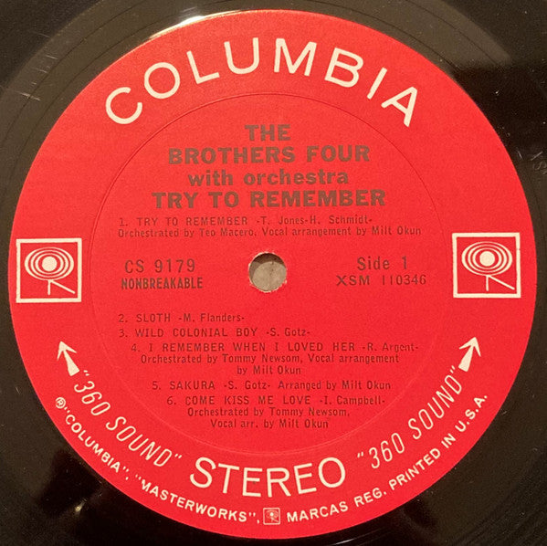 The Brothers Four - Try To Remember (Vinyl, LP, Album, Stereo) Very Good (VG) / Good (G)