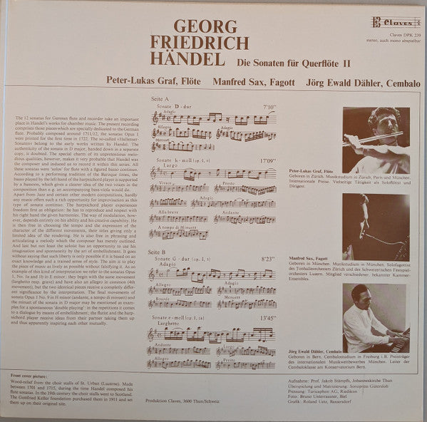 Georg Friedrich Händel - Die Sonaten Für Querflöte I • Die Sonaten Für Querflöte II (2xVinyl, LP, Album, Compilation) Very Good Plus (VG+) / Very Good (VG)
