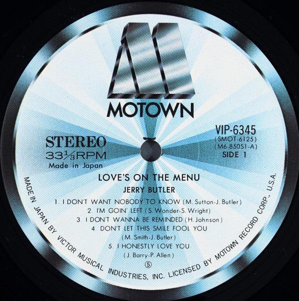 Jerry Butler - Love's On The Menu (Vinyl, LP, Album) Very Good Plus (VG+) / Good Plus (G+)