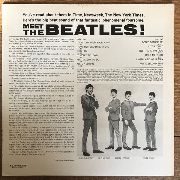 The Beatles - Meet The Beatles! = ミート・ザ・ビートルズ (Vinyl, LP, Album, Promo, Reissue, Stereo) Very Good Plus (VG+) / Good Plus (G+)