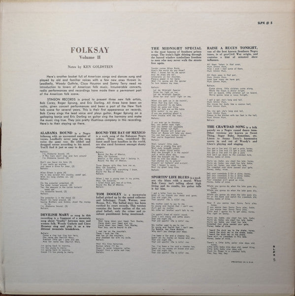 Various - American Folksay Ballads And Dances Volumes I & II (Vinyl, LP, Compilation, Mono) Good Plus (G+) / Good Plus (G+)