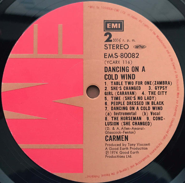 Carmen (19) - Dancing On A Cold Wind (Vinyl, LP, Album) Very Good (VG) / Good Plus (G+)