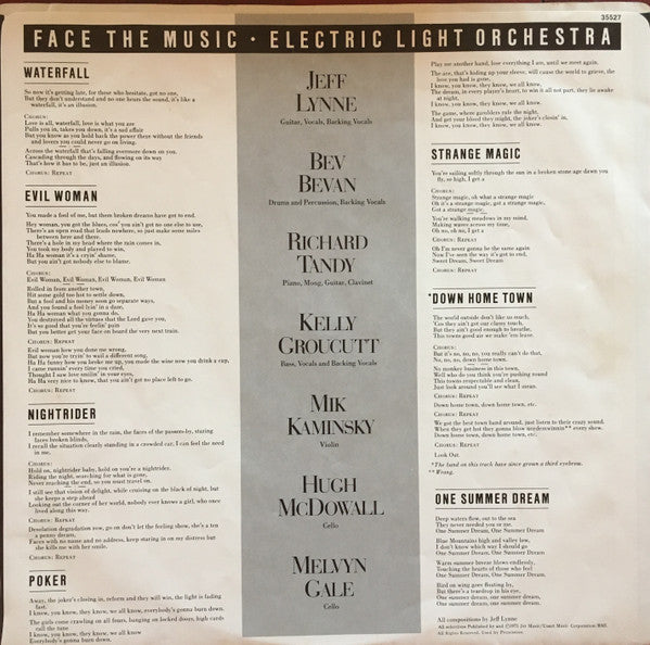 Electric Light Orchestra - Face The Music (Vinyl, LP, Album) Very Good (VG) / Very Good Plus (VG+)