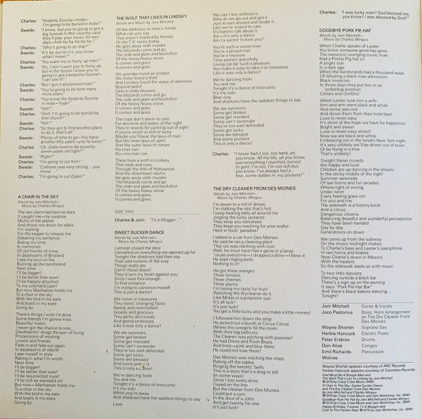 Joni Mitchell - Mingus (Vinyl, LP, Album, Reissue, Stereo) Near Mint (NM or M-) / Very Good Plus (VG+)