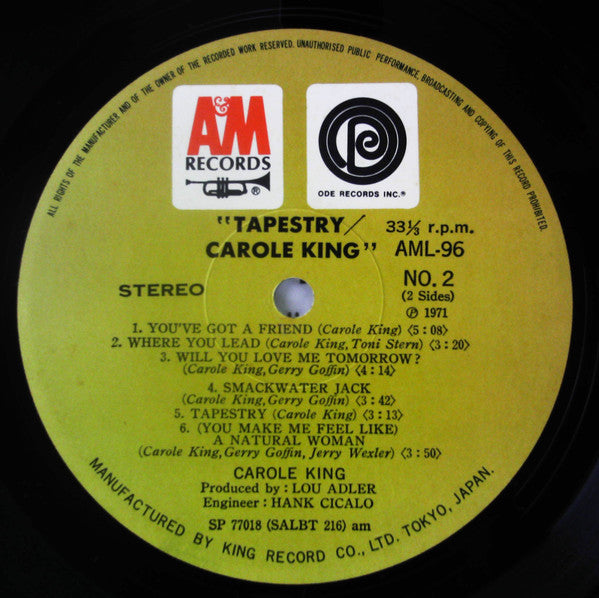 Carole King - Tapestry (Vinyl, LP, Album) Very Good Plus (VG+) / Good Plus (G+)